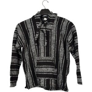 Baja Hoodie Black and White Striped Men's Sweater